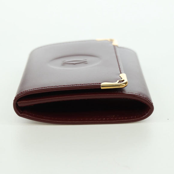 CARTIER Must Line Coin Purse Leather Bordeaux Gold Auth am11224V
