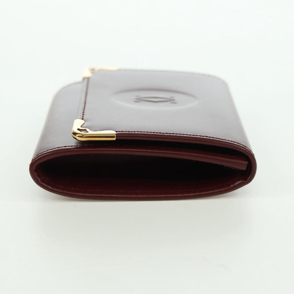 CARTIER Münzbörse Must Line Leder Bordeaux Gold Auth am11224V