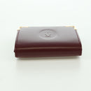 CARTIER Münzbörse Must Line Leder Bordeaux Gold Auth am11224V-5