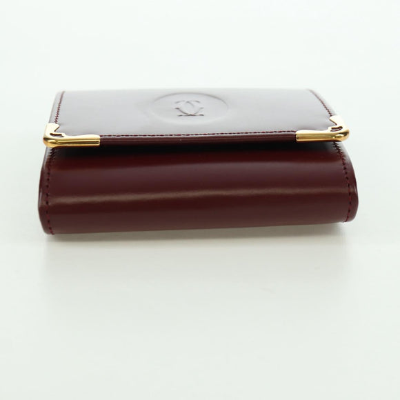 CARTIER Münzbörse Must Line Leder Bordeaux Gold Auth am11224V