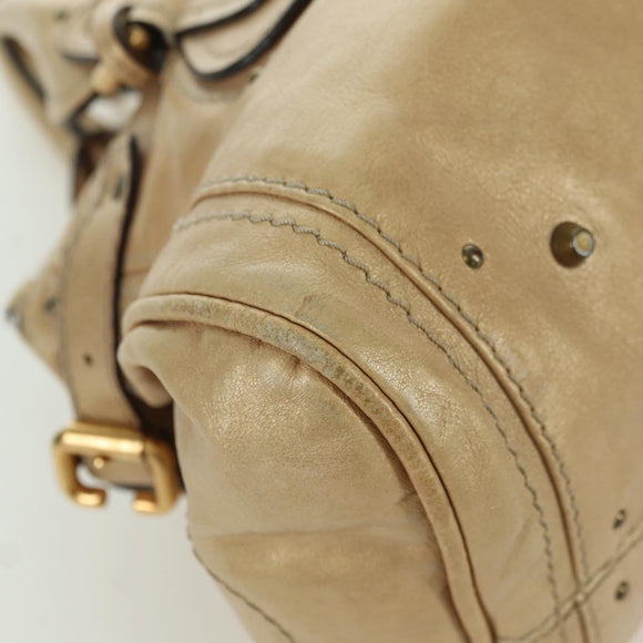 Chloe Paddington Hand Bag Leather Gold Silver Auth am11229V