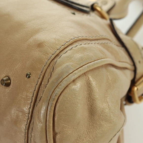 Chloe Paddington Hand Bag Leather Gold Silver Auth am11229V