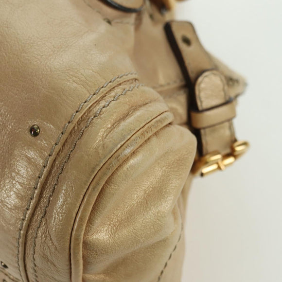 Chloe Paddington Hand Bag Leather Gold Silver Auth am11229V