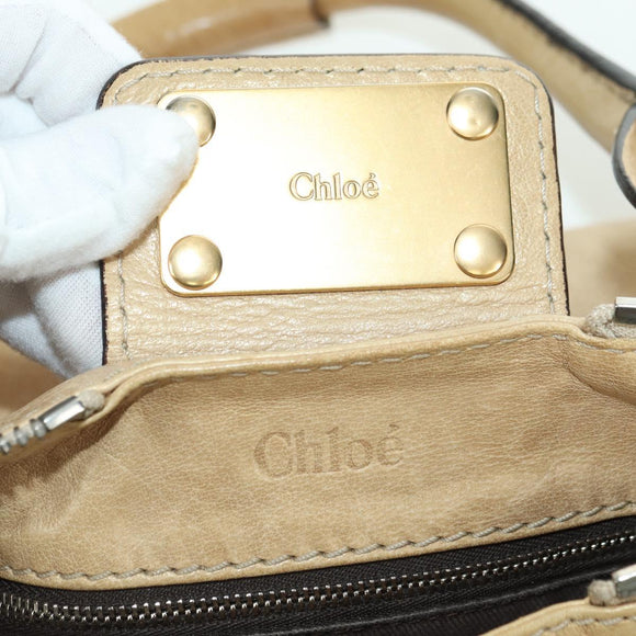 Chloe Paddington Hand Bag Leather Gold Silver Auth am11229V