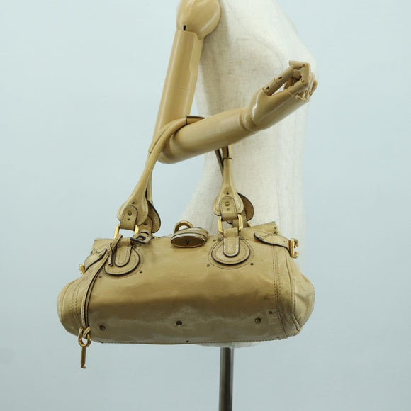 Chloe Paddington Hand Bag Leather Gold Silver Auth am11229V