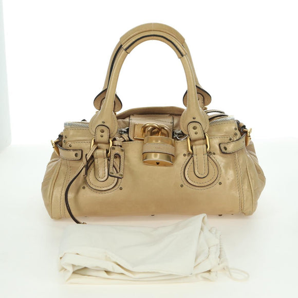 Chloe Paddington Hand Bag Leather Gold Silver Auth am11229V