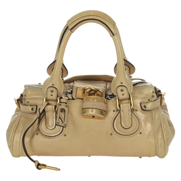 Chloe Paddington Hand Bag Leather Gold Silver Auth am11229V
