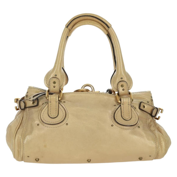 Chloe Paddington Hand Bag Leather Gold Silver Auth am11229V