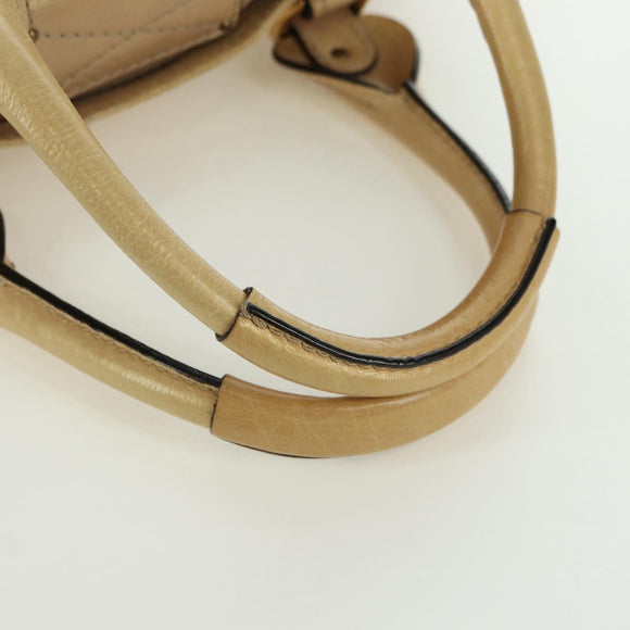 Chloe Paddington Hand Bag Leather Gold Silver Auth am11229V
