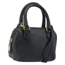 CELINE Hand Bag Leather 2way Gold Navy Auth am11231A-1