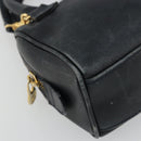 CELINE Hand Bag Leather 2way Gold Navy Auth am11231A-17
