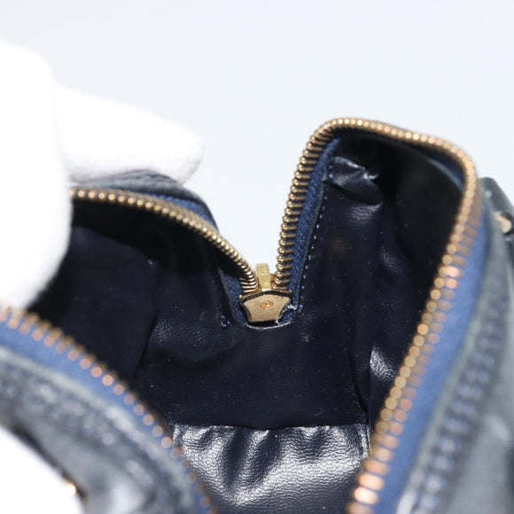 CELINE Hand Bag Leather 2way Gold Navy Auth am11231A