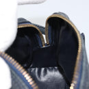 CELINE Hand Bag Leather 2way Gold Navy Auth am11231A-20