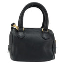 CELINE Hand Bag Leather 2way Gold Navy Auth am11231A-2