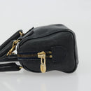 CELINE Hand Bag Leather 2way Gold Navy Auth am11231A-4