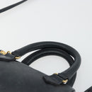 CELINE Hand Bag Leather 2way Gold Navy Auth am11231A-14
