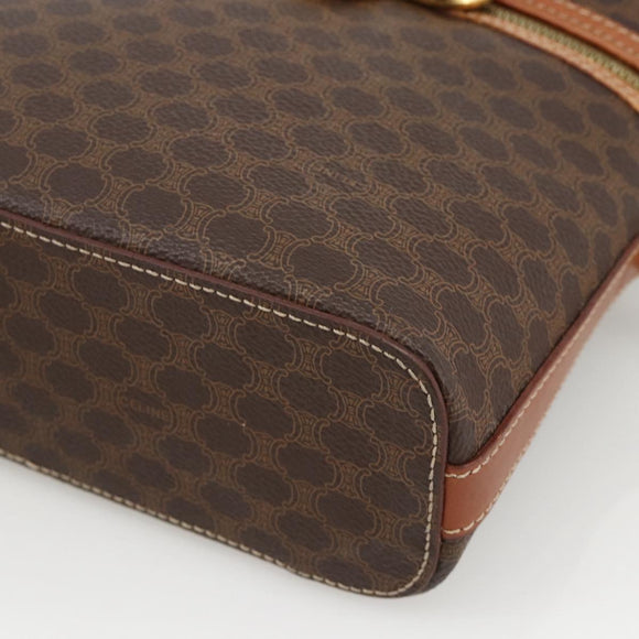 CELINE Macadam Canvas Hand Bag PVC Leather 2way Brown Gold Auth am11250A