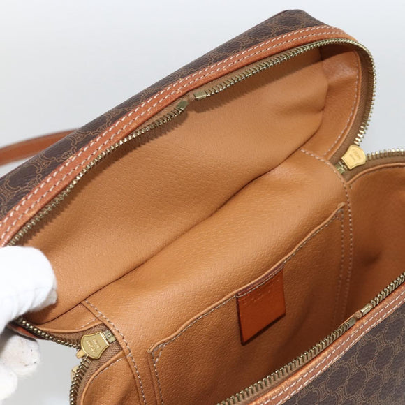 CELINE Macadam Canvas Hand Bag PVC Leather 2way Brown Gold Auth am11250A