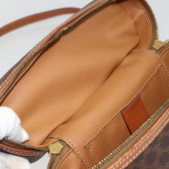 CELINE Macadam Canvas Hand Bag PVC Leather 2way Brown Gold Auth am11250A