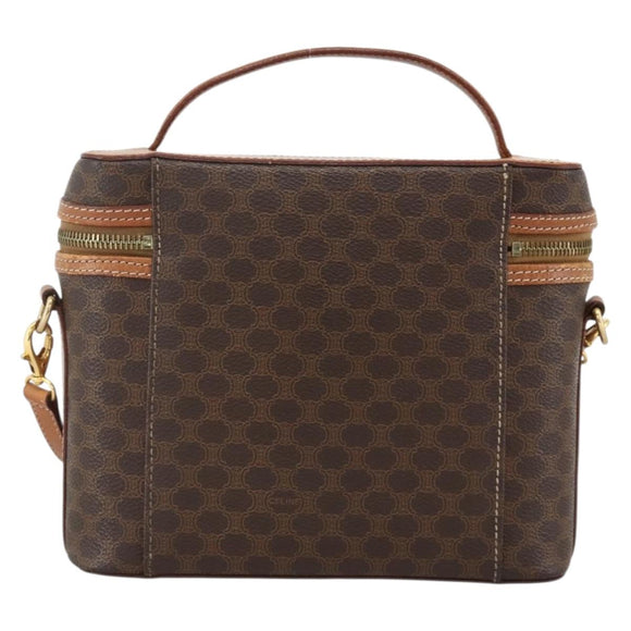 CELINE Macadam Canvas Hand Bag PVC Leather 2way Brown Gold Auth am11250A