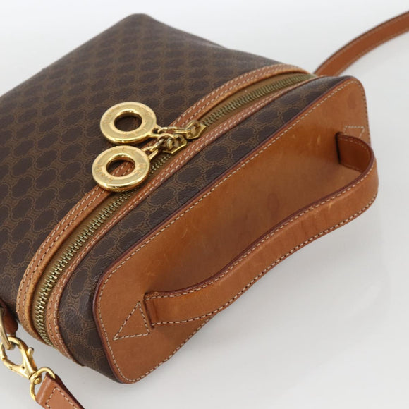 CELINE Macadam Canvas Hand Bag PVC Leather 2way Brown Gold Auth am11250A