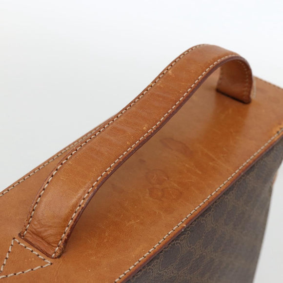 CELINE Macadam Canvas Hand Bag PVC Leather 2way Brown Gold Auth am11250A