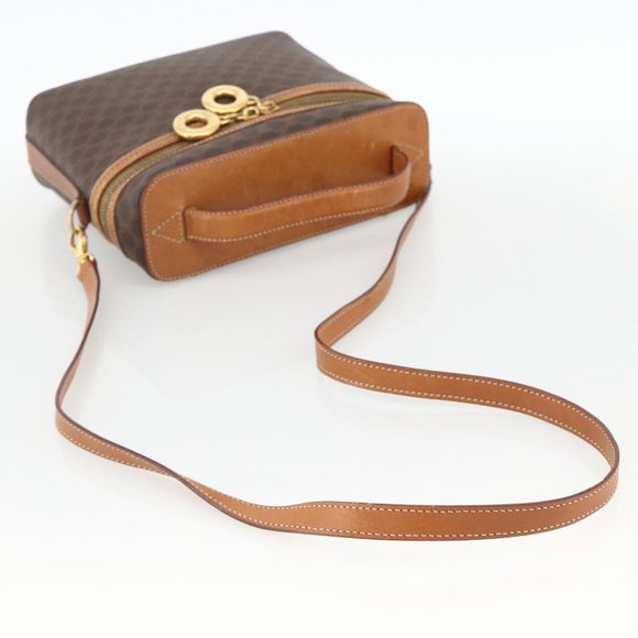 CELINE Macadam Canvas Hand Bag PVC Leather 2way Brown Gold Auth am11250A
