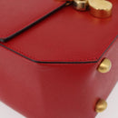 CELINE Triomphe Hand Bag Leather 2way Red Gold Auth am11251A-14