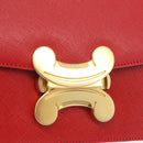 CELINE Triomphe Hand Bag Leather 2way Red Gold Auth am11251A-18