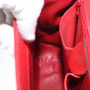 CELINE Triomphe Hand Bag Leather 2way Red Gold Auth am11251A-21