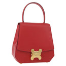 CELINE Triomphe Hand Bag Leather 2way Red Gold Auth am11251A-1