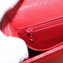CELINE Triomphe Hand Bag Leather 2way Red Gold Auth am11251A-22