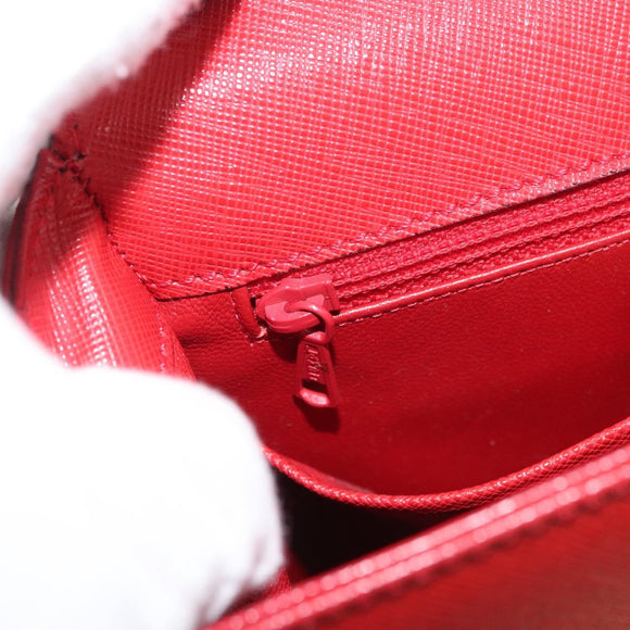 CELINE Triomphe Hand Bag Leather 2way Red Gold Auth am11251A