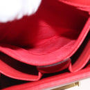 CELINE Triomphe Hand Bag Leather 2way Red Gold Auth am11251A-23