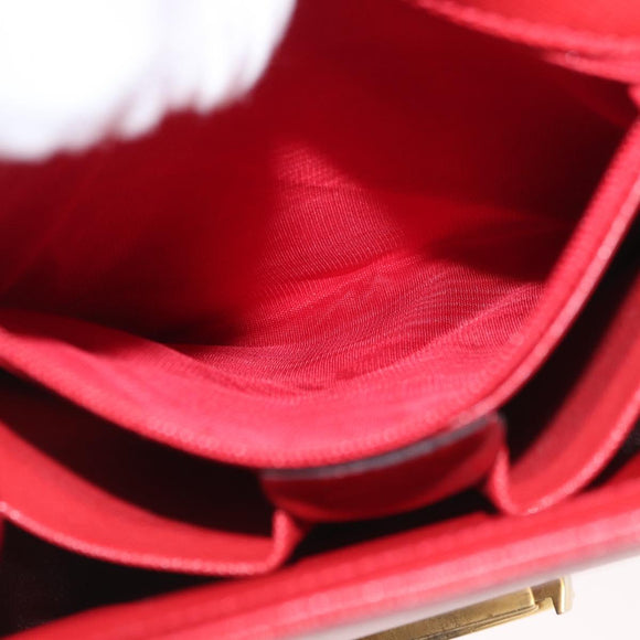 CELINE Triomphe Hand Bag Leather 2way Red Gold Auth am11251A