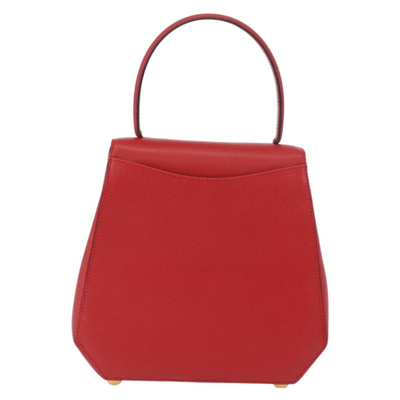 CELINE Triomphe Hand Bag Leather 2way Red Gold Auth am11251A