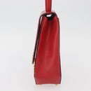 CELINE Triomphe Hand Bag Leather 2way Red Gold Auth am11251A-3