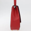 CELINE Triomphe Hand Bag Leather 2way Red Gold Auth am11251A-4