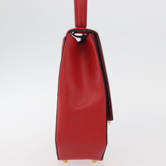 CELINE Triomphe Hand Bag Leather 2way Red Gold Auth am11251A