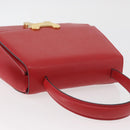 CELINE Triomphe Hand Bag Leather 2way Red Gold Auth am11251A-6