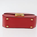 CELINE Triomphe Hand Bag Leather 2way Red Gold Auth am11251A-5