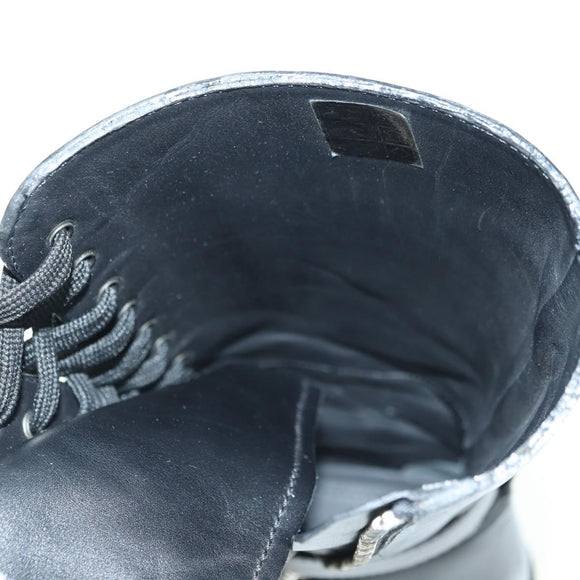 PRADA Monolith Long Boots Leather 35 1/2 Black Auth am11253SM