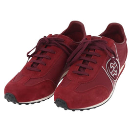 GUCCI Interlocking Sneakers Suede Nylon Red Auth am11262V