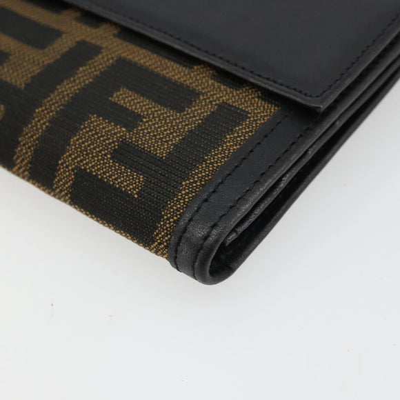 FENDI Zucca Canvas Long Wallet Black Brown Auth am11263A