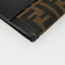 FENDI Zucca Canvas Long Wallet Black Brown Auth am11263A-16