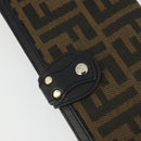 FENDI Zucca Canvas Long Wallet Black Brown Auth am11263A-18