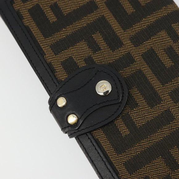 FENDI Zucca Canvas Long Wallet Black Brown Auth am11263A