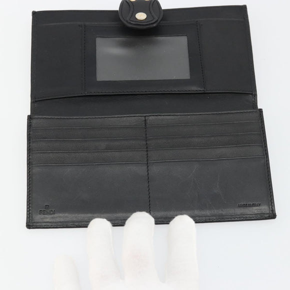FENDI Zucca Canvas Long Wallet Black Brown Auth am11263A