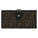 FENDI Zucca Canvas Long Wallet Black Brown Auth am11263A-13