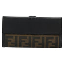 FENDI Zucca Canvas Long Wallet Black Brown Auth am11263A-2